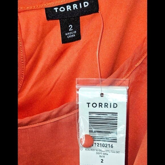 TORRID PlusโSize Coral SleevelessChallis Ruffle Tie Tassle Midi Dress Size 2X - Picture 15 of 16